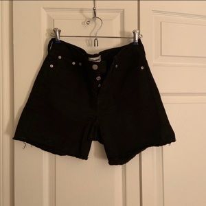 Madewell black denim shorts.